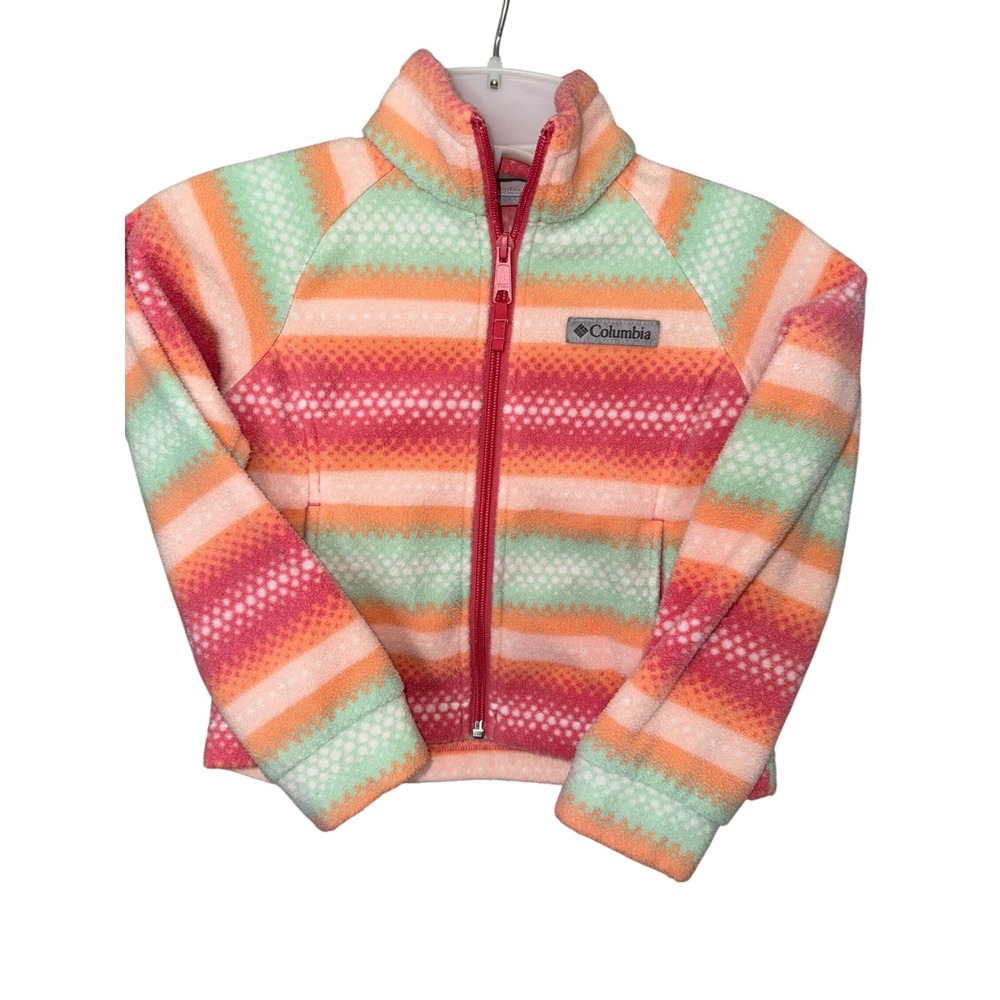 Columbia Girls' Benton Springs II Printed Fleece‎ Pastel stripe jacket XXS 4-5
